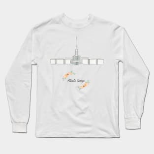 Atlanta Georgia Temple watercolor drawing with peach border Long Sleeve T-Shirt